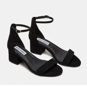 Steve Madden Women's Irenee Suede Heeled Sandal in Black size 10